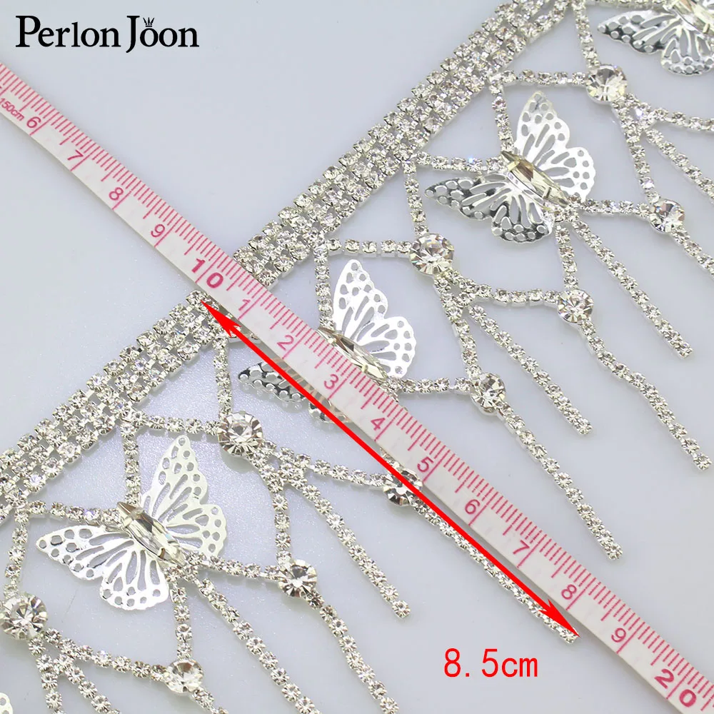 1 yard Array butterfly long tassel crystal rhinestone trim silver fringe decorative chain clothing accessories ML078 | Дом и сад