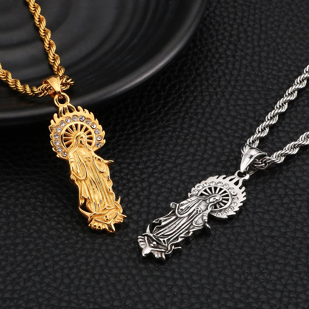 Цепочка с подвеской Дева Мария из нержавеющей стали 316L|Ожерелья подвеской| |