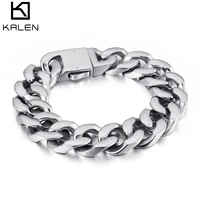 18mm classic shiny chunky cuban chain bracelet men titanium steel fashion jewelry