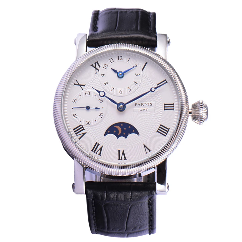 Парнис 42 мм Handwind механические часы Для мужчин наручные Нержавеющая сталь Чехол