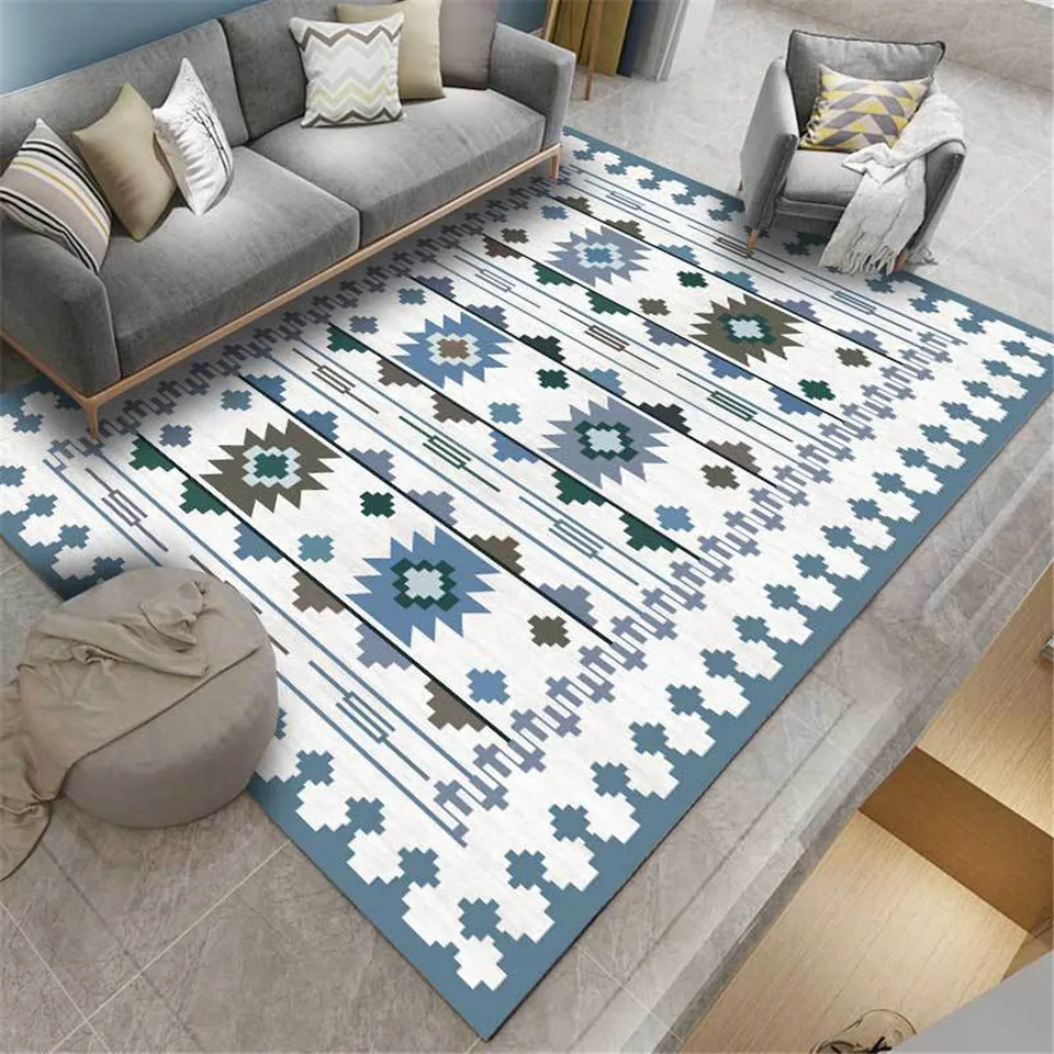 

Gray Blue Mandala Carpet Vintage Europe Simple Bedroom Bedside Carpet Nordic Ethnic Style Carpet Hallway Kitchen Rug Mat