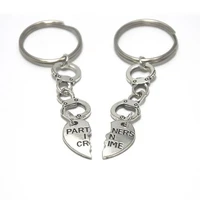 partners in crime keychain vintage set broken heart couple best friends friendship key ring for keys bag key chain bff jewelry