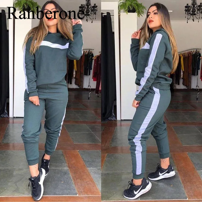 Ranberone Two Piece Pants Set  Fall Clothes Matching Set Women Gym Sport Sets Autumn Outfits Tracksuit Set Sportswear Suit