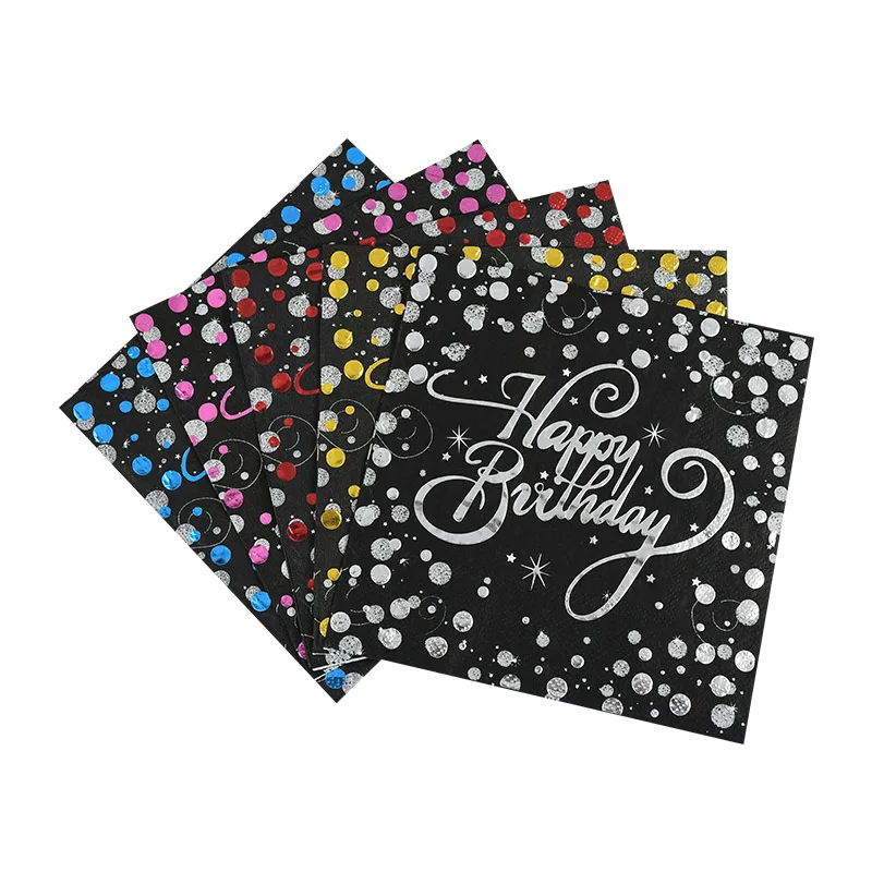 

20pcs Happy Birthday Dot Napkins Disposable Paper Towel Tissue Birthday Party Anniversary Decoration Home Table Decor