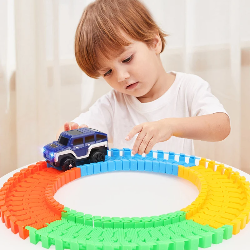 

Car Track Toy Magical Tracks Racing Track Car With Colored Lights DIY Plastic Creative Toys For Kids