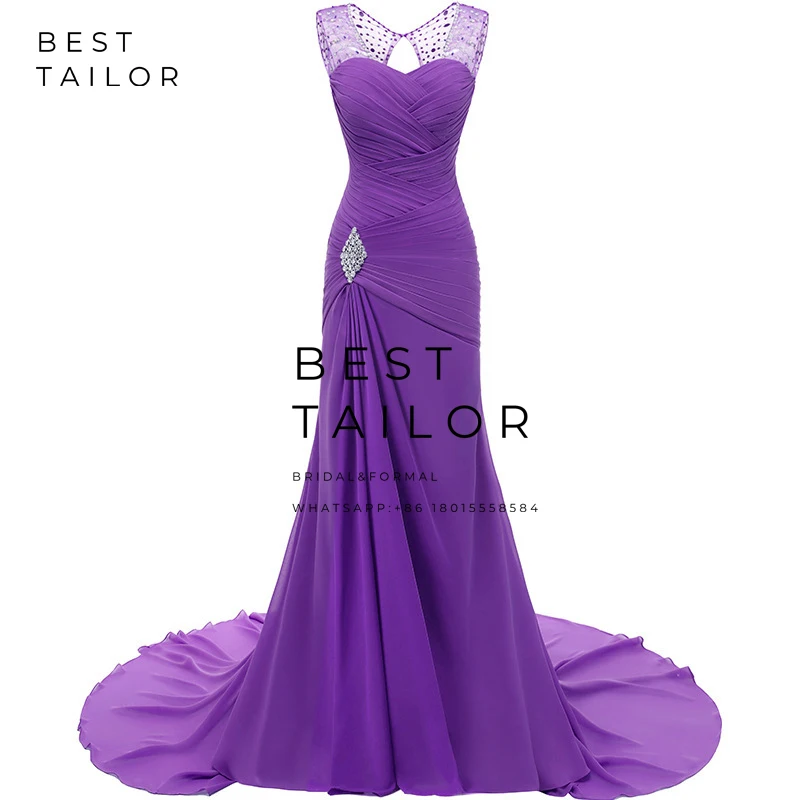 Женское шифоновое вечернее платье-русалка зеленое платье со шлейфом и бусинами с