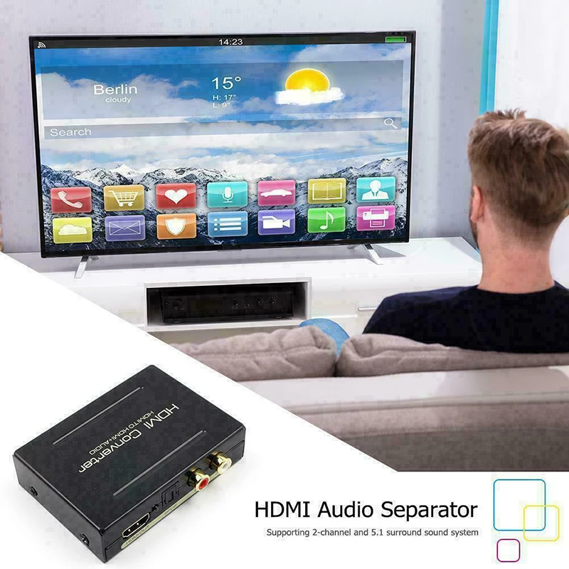 

HDMI Audio Extractor Converter HDMI To HDMI SPDIF Optical RCA Adapter Support 5.1CH Format Output Consumer Electronics