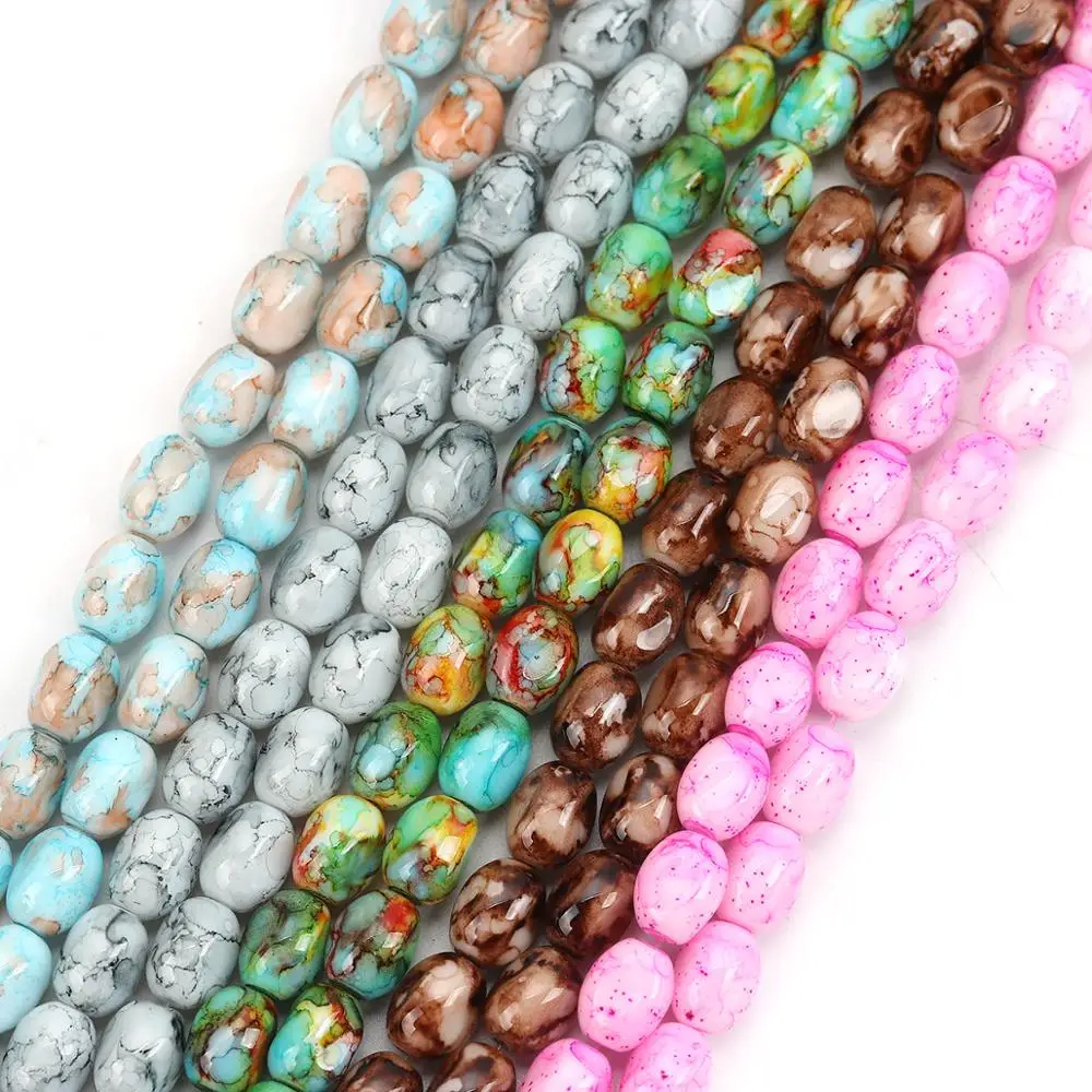 Стеклянные бусины DoreenBeads овальные разноцветные граненые с синим и оранжевым