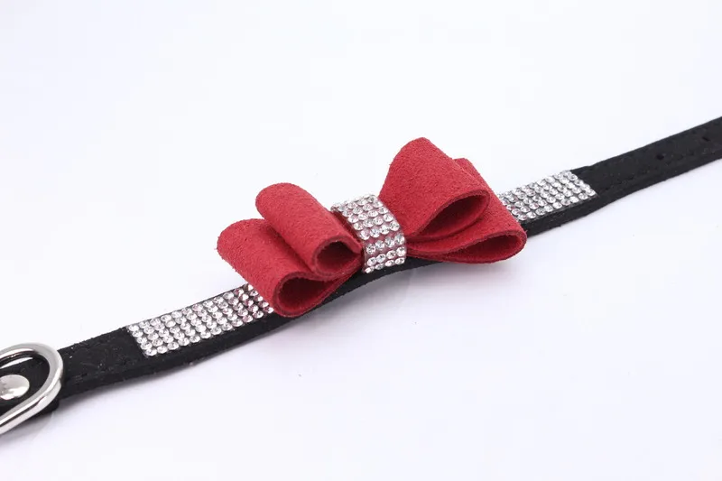 Ошейник Стразы для кошек и собак кожаный регулируемый ошейник с бантом маленьких