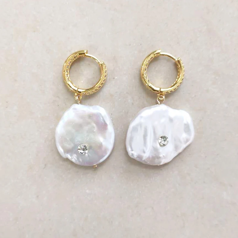 Новинка серьги из натурального пресноводного жемчуга геометрической формы