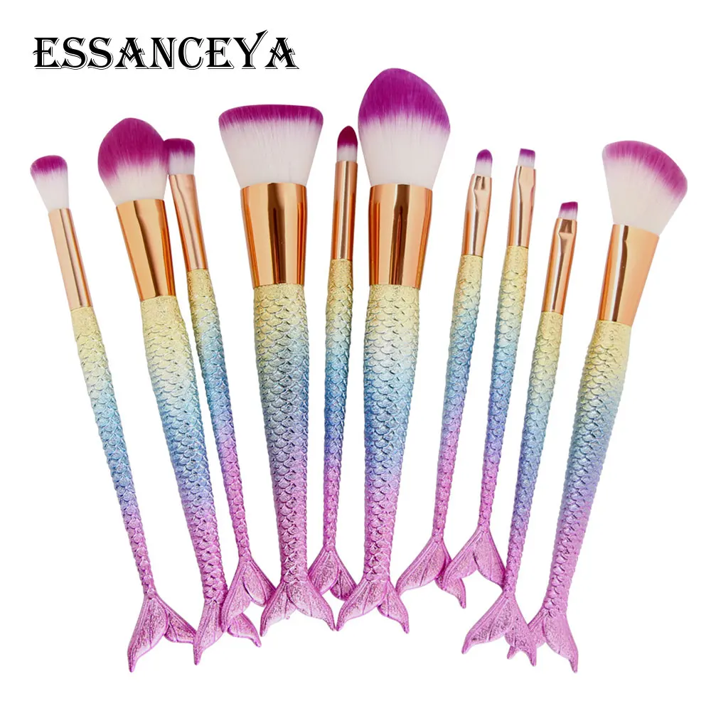 ESSANCEYA 6/10 шт. набор кистей для макияжа Русалочки тональный порошок смешивания