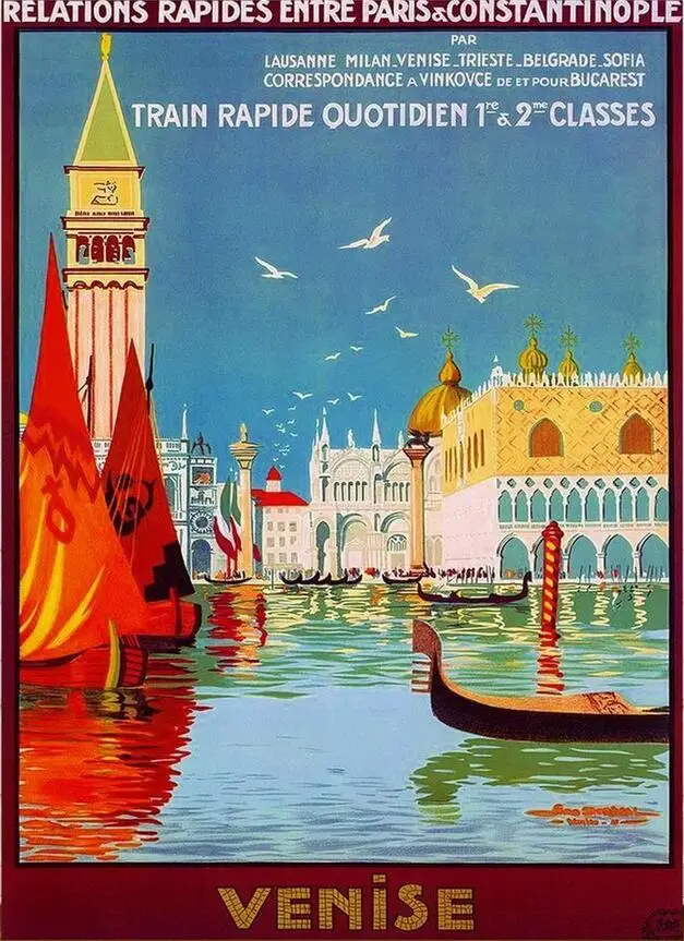 

Винтажный дорожный Венецианский итальянский Шелковый плакат с принтом 24x36 дюймов