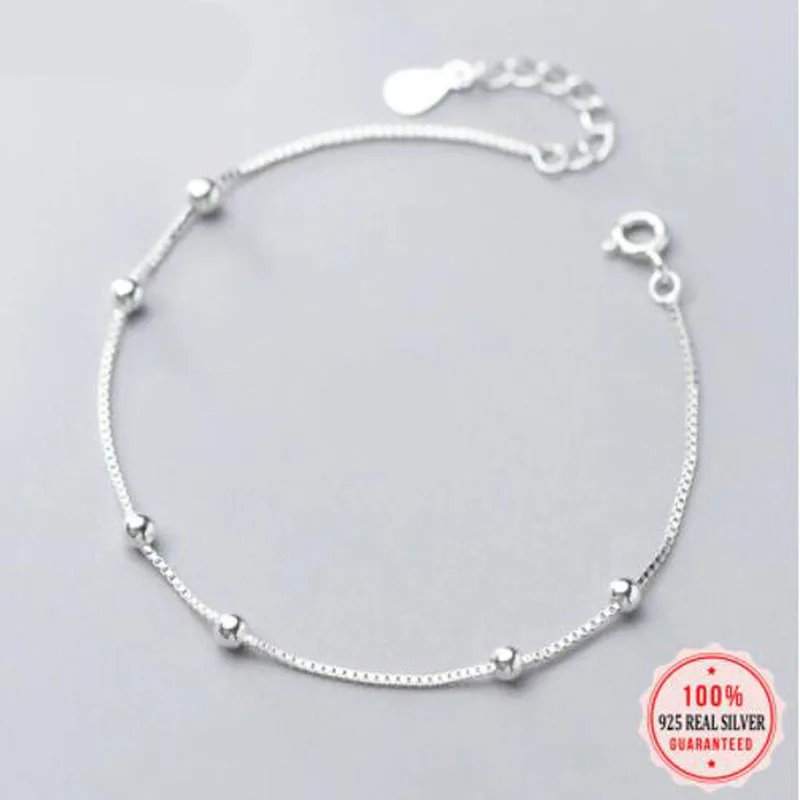 

Женский браслет на ногу SMTCAT, браслеты из серебра 925 пробы с бусинами в минималистичной коробке, Подарочные ювелирные украшения для свадьбы, ...