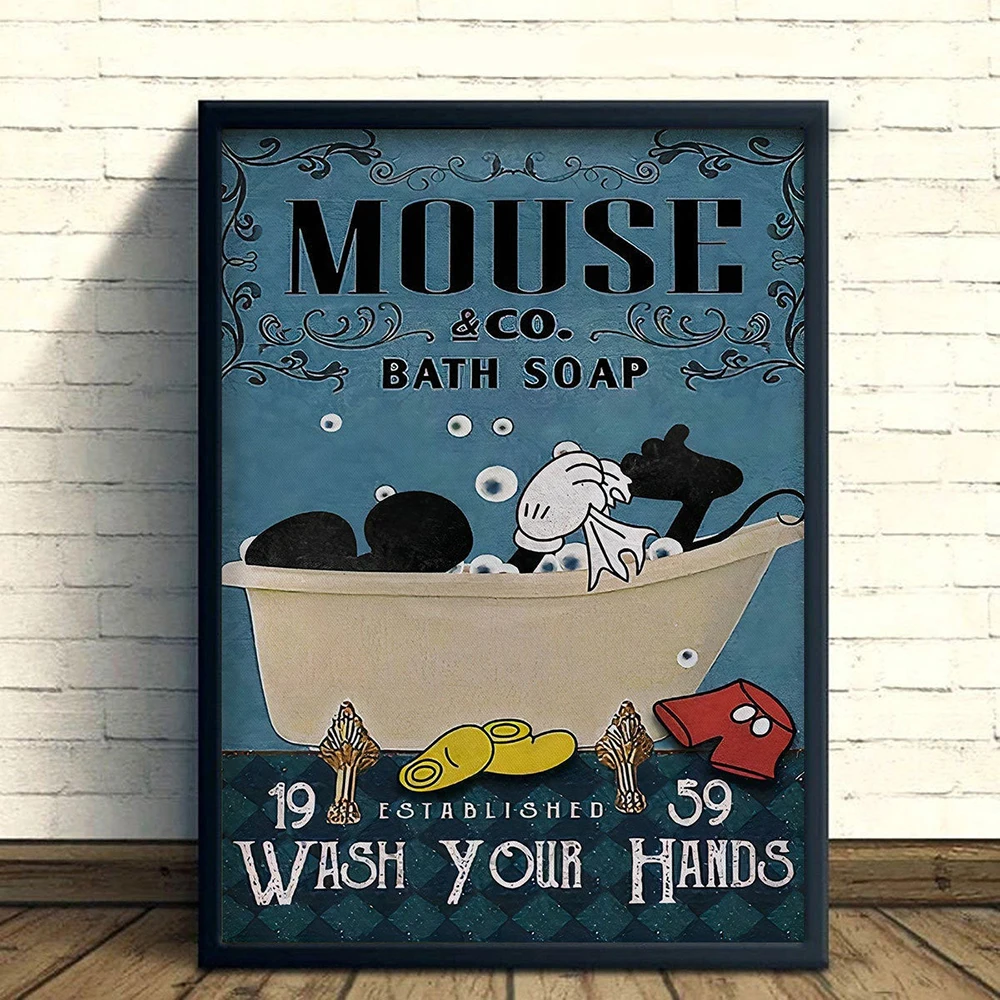 Disney Микки Маус Любовь Семья Картина на холсте мультфильм забавная ванная постер