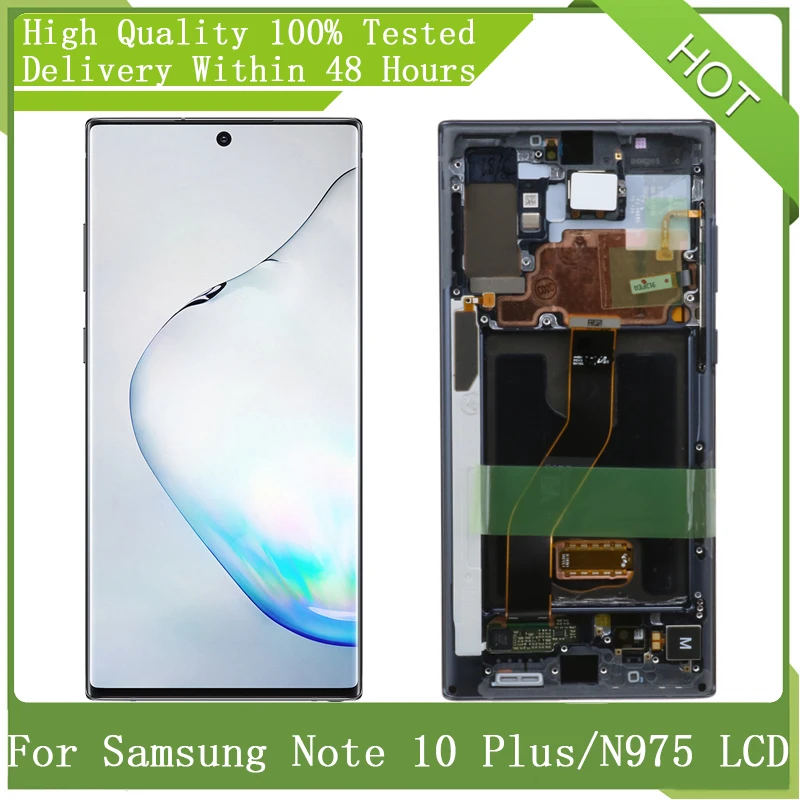 6 8 ''SUPER AMOLED экран для SAMSUNG GALAXY Note10 Plus N975 N9750 с рамкой ЖК дисплей сенсорный