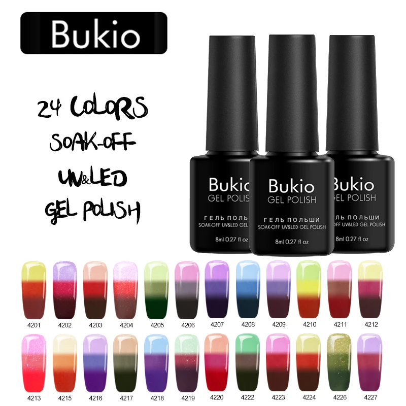 Bukio новейшая мода Тепловая температура изменить цвет УФ гель лак Полупостоянный