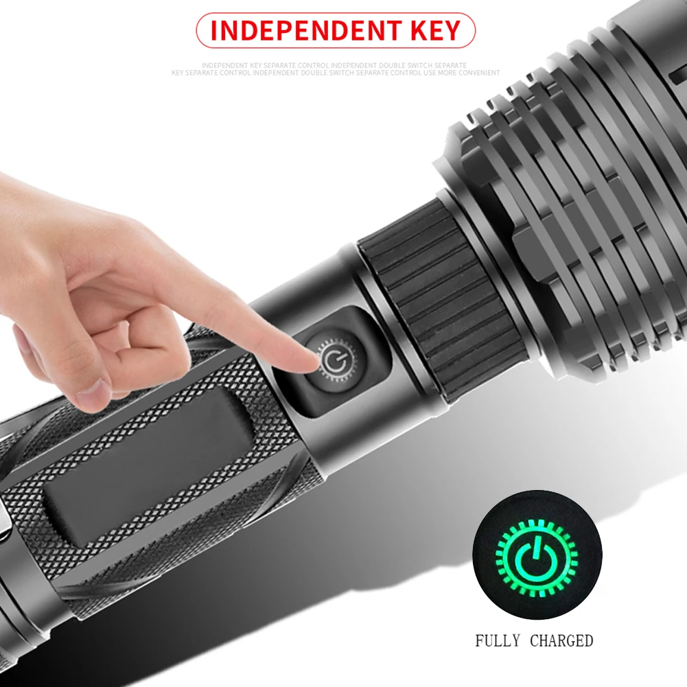 

Portable Flashlight USB Rechargeable Lamp Zoom Waterproof Torch Flash Lights Multi-function Long Shots Lamp Hunting