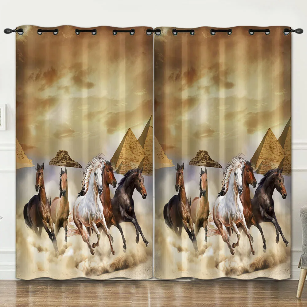 

A running horse room decoration curtain background decoration cloth pink curtains luxury 2