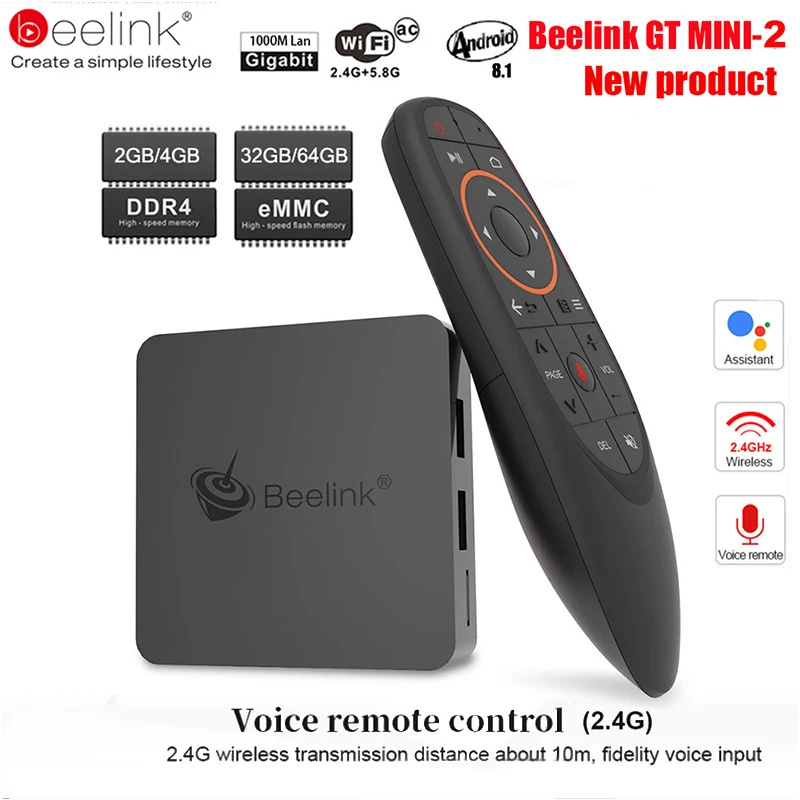 Мини ТВ-приставка Beelink GT1 Android 8,1 Голосовое управление Amlogic S905X2 ТВ-приставка 4 Гб DDR4 32 Гб 64 Гб BT4.0 двойной Wifi HDMI2.0 4K приставка