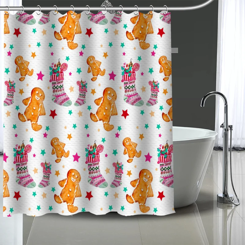 

Custom Christmas pattern Fabric Modern Shower Curtain bathroom beautiful Curtains Bath decor Polyester Cloth Waterproof