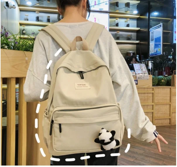 

1 piece Fashion Panda Hanging Women Backpack Pretty Style Light Nylon School Backpack Durable Fabric Travel Backpack SAC