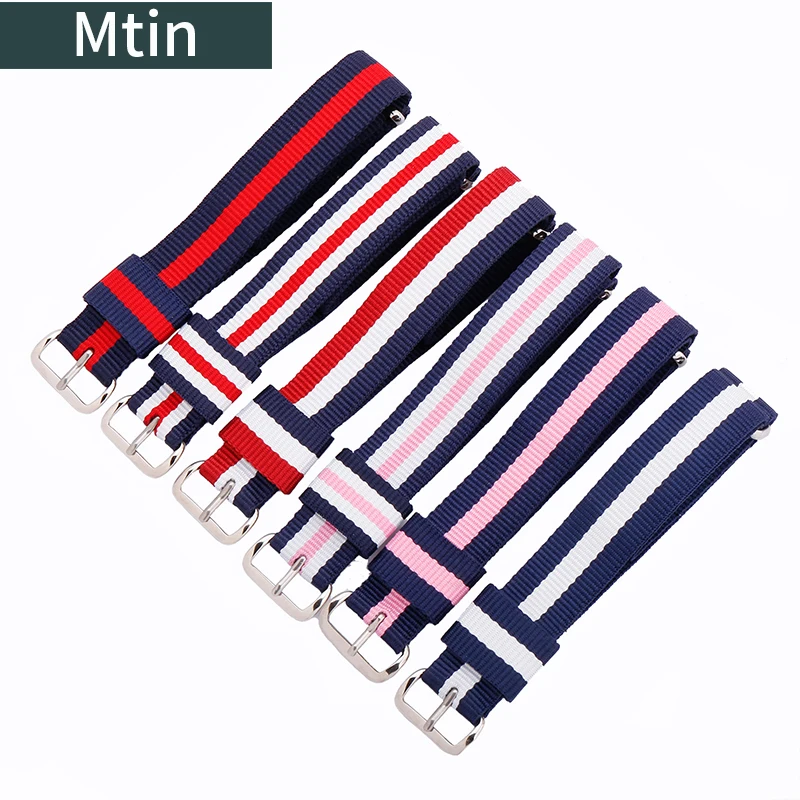 18mm colorful canvas nylon strap silver gold pin buckle suitable for DW Tissot Casio water ghost sports watch chain wristbands