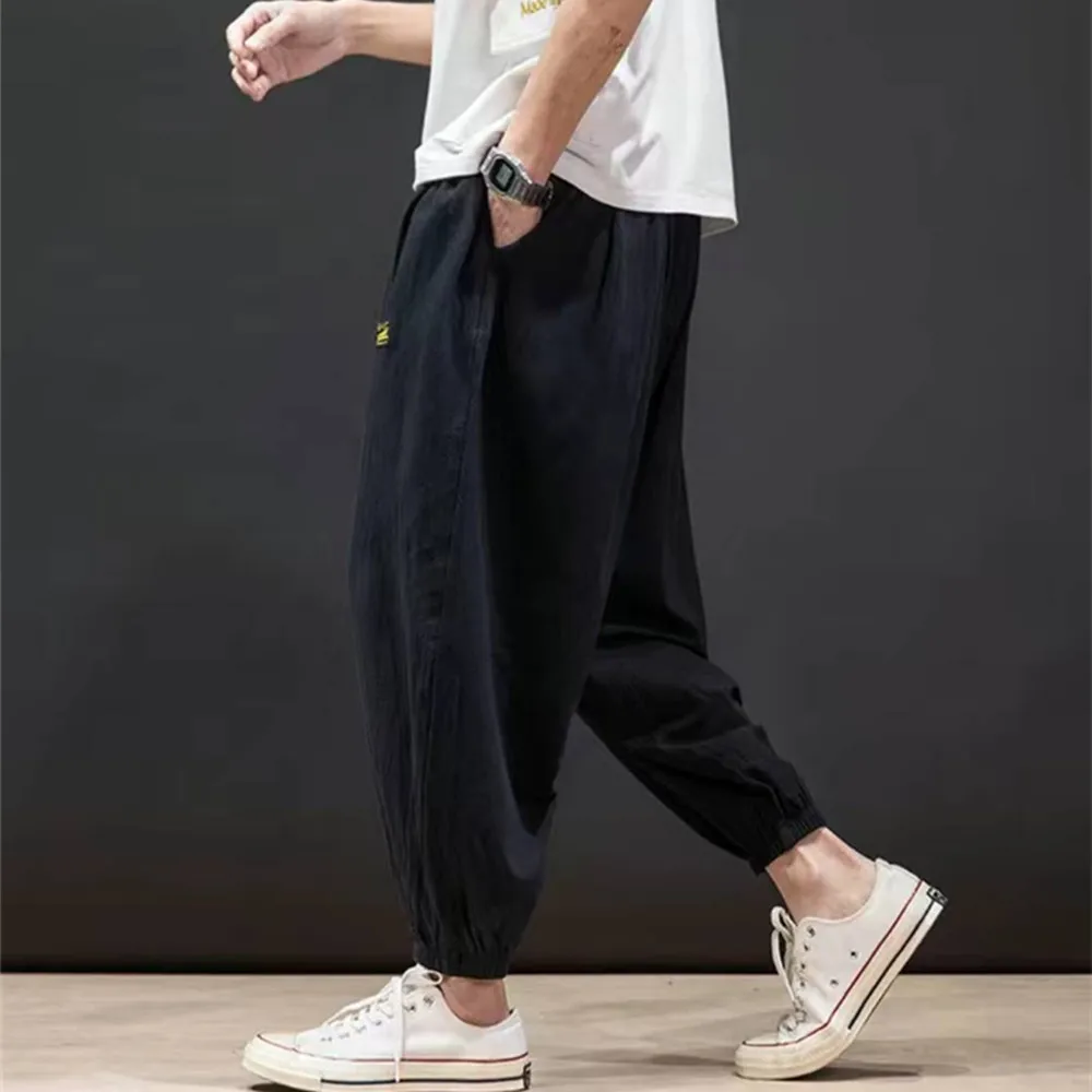 

Spring And Autumn Thin Bloomers Men's Large Dize Casual Sports Loose-Fitting Trendy Fat Nine-Point Wide-Leg Pants