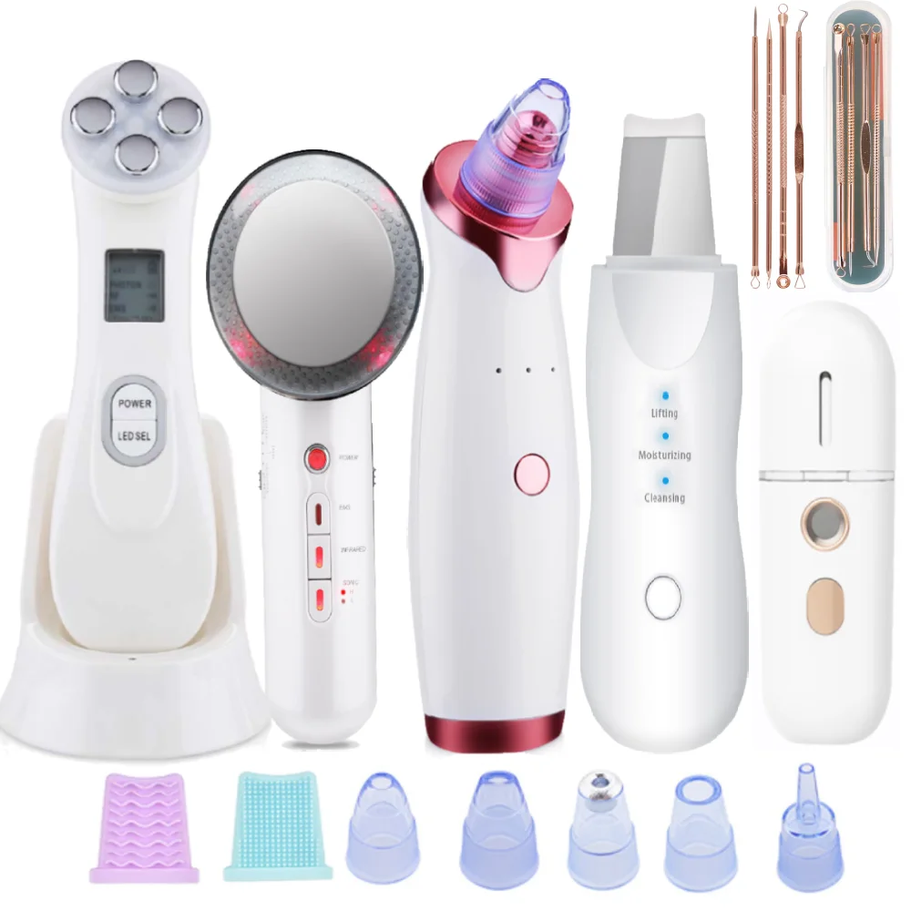 EMS Radio Frequency RF Blackhead Remover Skin Scrubber Infrared Body Slimming Massager Cavitacion Galvanica Cleaning Face Beauty