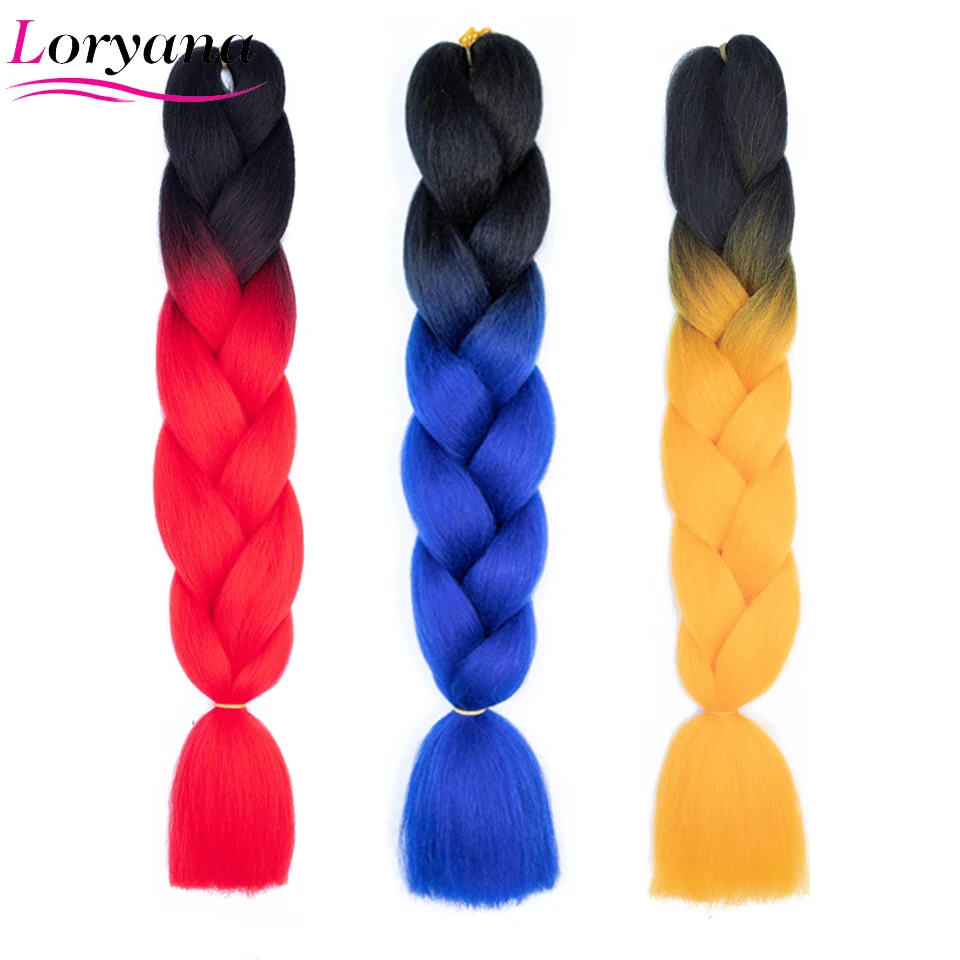 Синтетические косички для волос loryan наращивания с эффектом омбре желтого