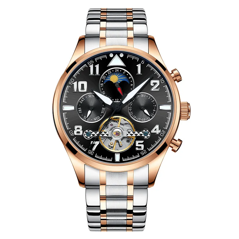 AILANG Tourbillon часы мужские модные автоматические мужские s часы лучший бренд класса люкс повседневные из нержавеющей стали водонепроницаемые механические часы мужские - Цвет: 08