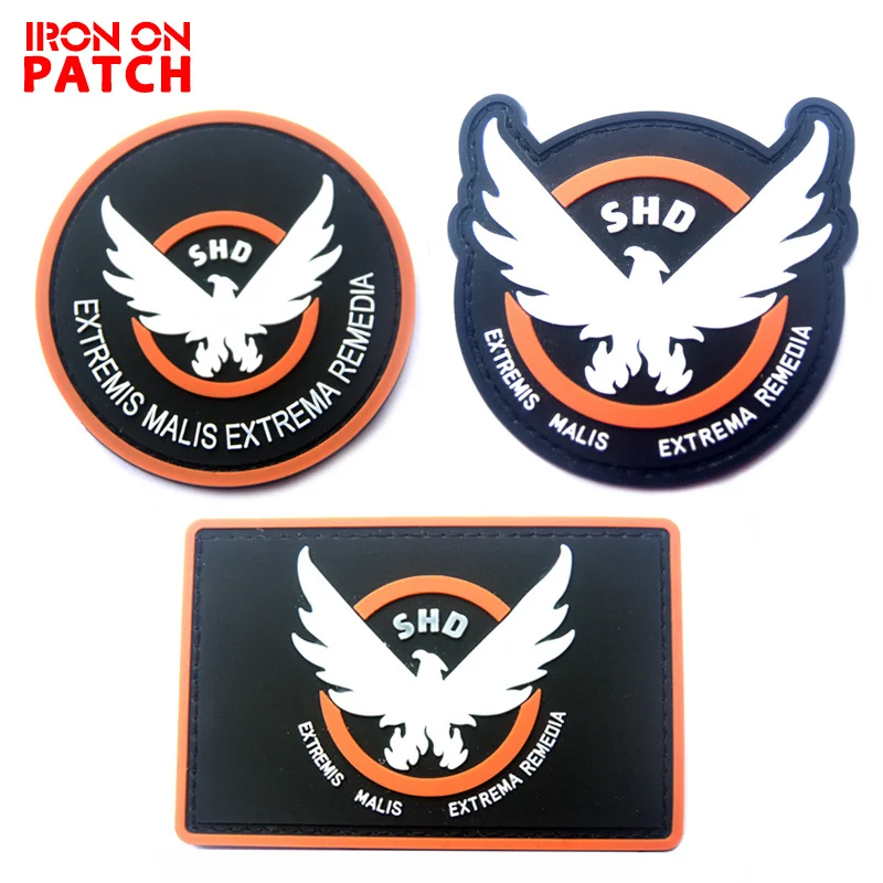 

3PCS Game Airsoft Cosplay PVC Patch The Division SHD Wings Out Badge Military Armband Tactical Rubber Patches