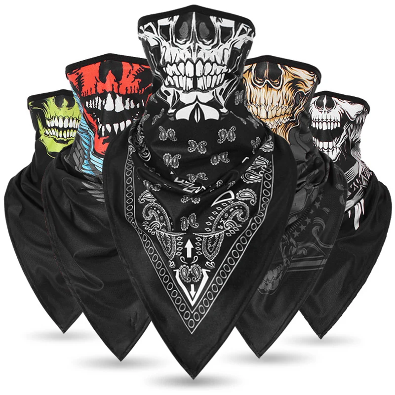 

Triangle Skull Ghost Balaclava Motorcycle Face Mask Cover Neck Gaiter Tube Scarf Moto Motorbike Cycling Bandana Men Neck Warmer