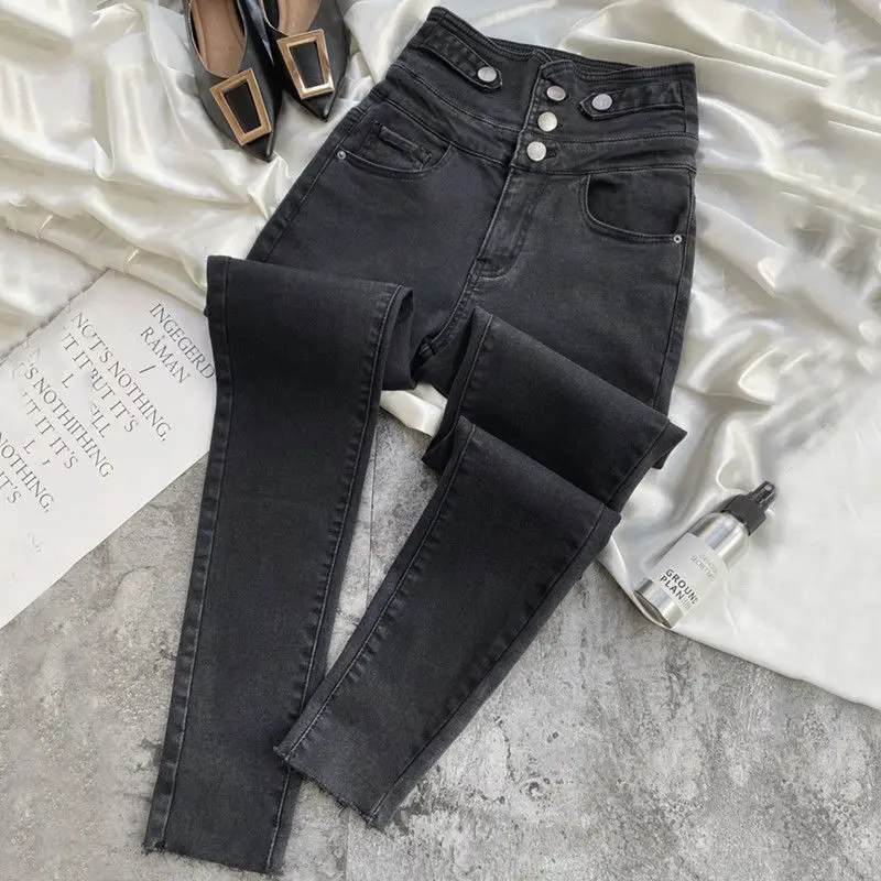 Женские осенне-зимние джинсы 2021 женские высокоэластичные Стрейчевые