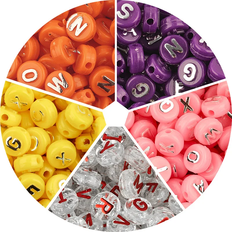6x10 мм буква круглые акриловые бусины плоский Алфавит россыпью разделительные бусины для женского браслета