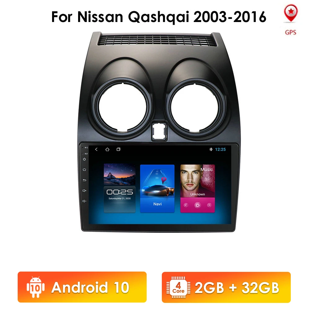 2din Android 10 автомобильный радиоприемник навигационный плеер Подходит для Nissan Qashqai 1