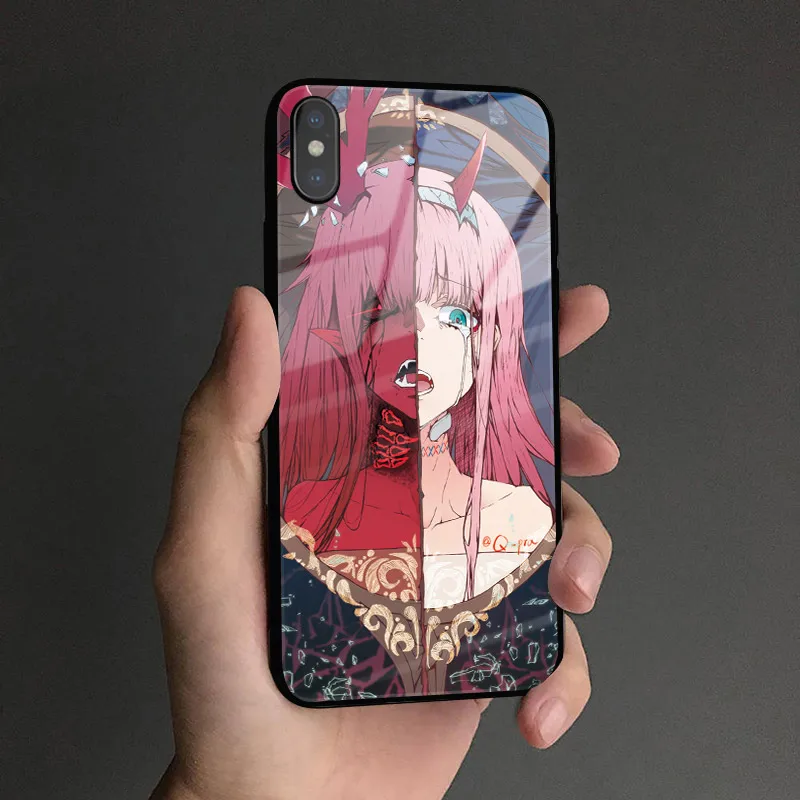 Zero Two Darling in the FranXX аниме стекло Мягкие силиконовые чехлы для телефонов оболочка для iPhone 6 6s 7 8 Plus X XR XS 11 PRO MAX