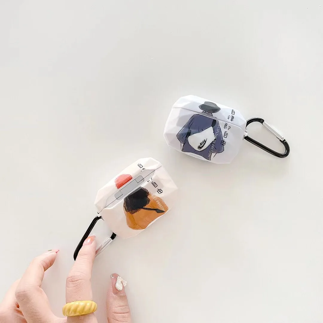 

New Cute Boy girl Pendant Crystal decal Wireless Bluetooth Headset soft cover For Airpods 1 2 pro Earphone Protective