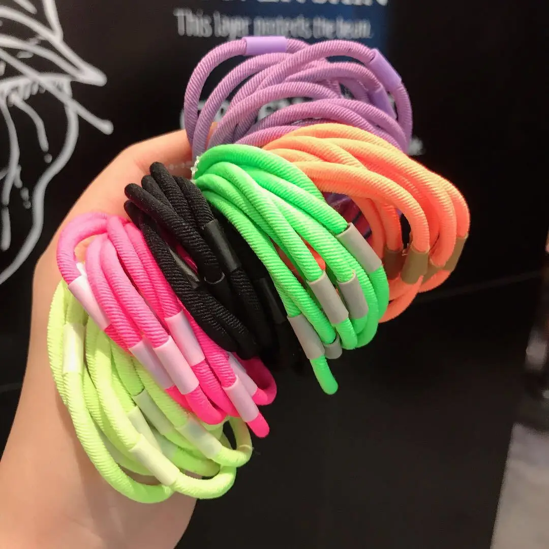 Резинки для волос женские яркие неоновые толстые 10 шт. |
