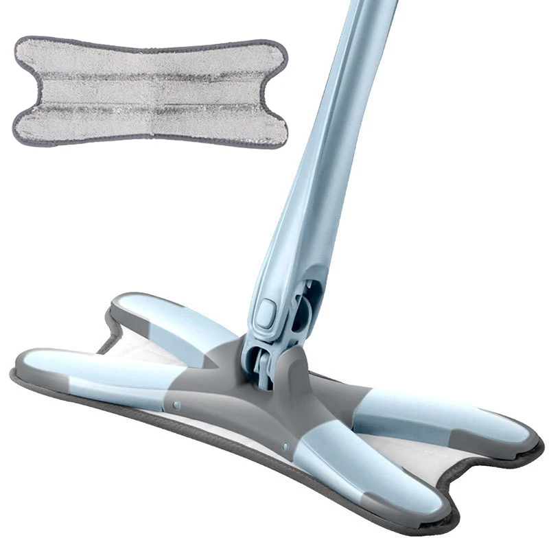 

Швабра для пола X-Type с 3 сменными тканевыми насадками, плоская швабра с отжимом на 360 градусов, бытовая Швабра для ленивых, инструмент для убор...