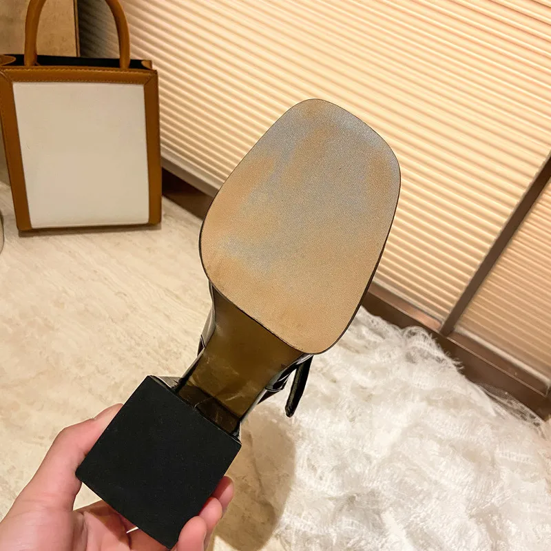 

2021 Square toe Women Pumps Elegant Mary Janes Strap Buckle Slingbacks platform High heels Female Patent Leather Summer Shoes