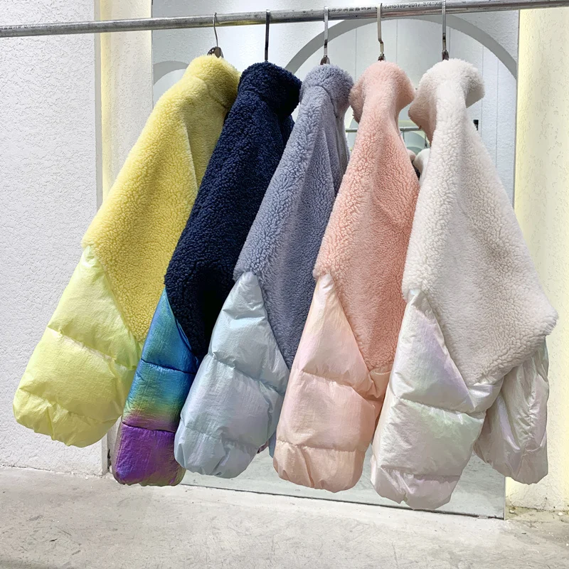 Зимняя женская куртка с воротником-стойкой короткие женские пальто из овечьей