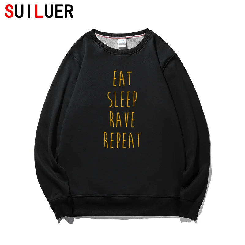 

Свитшот мужской с длинным рукавом, хлопковая кофта с надписью «EAT SLEEP RAVE REPEAT DANCE SWAG MAN IBIZA», толстовка, пуловер, Осень-зима