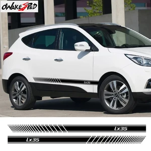Автомобильные спортивные полосы, Стайлинг, декор для двери, наклейки, автомобильная боковая юбка, виниловые наклейки для Hyundai IX35 2011-2018, внешние аксессуары