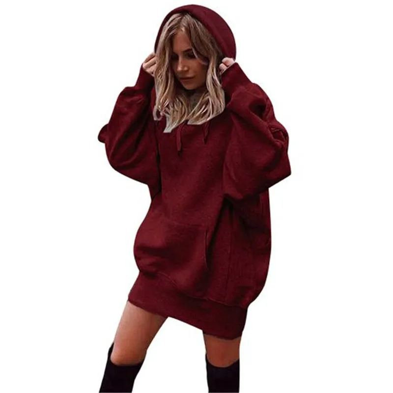 

Women Autumn Winter Thicken Straight Sweatshirt Mini Dress Harajuku Warm Casual Long Sleeve O Neck Pullover Female Vestidos 3XL