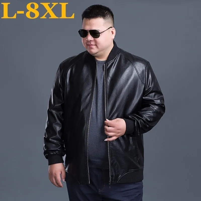 8XL 7XL размера плюс 2020 новая кожаная куртка мужская одежда для тренда тонкая
