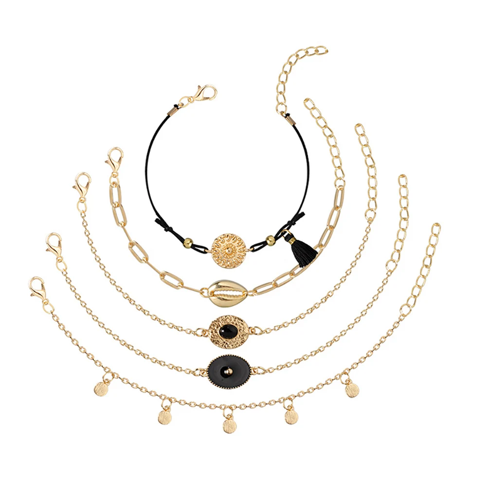 5 шт./компл. оригинальные черные плетеные браслеты винтажные наборы