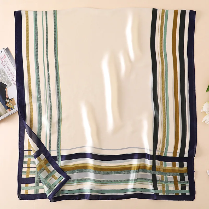

2020 Luxury brand Autumn and winter New style Popular headcloth women Fashion silk stripe print scarf ladies beach big shawl
