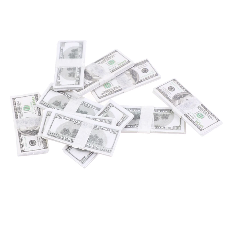 

10 Set(150sheets) Mini Dollar Notes 1:12 Dollhouse Miniature Doll house Accessories Restaurant Mini Play Toys Decoration Craft