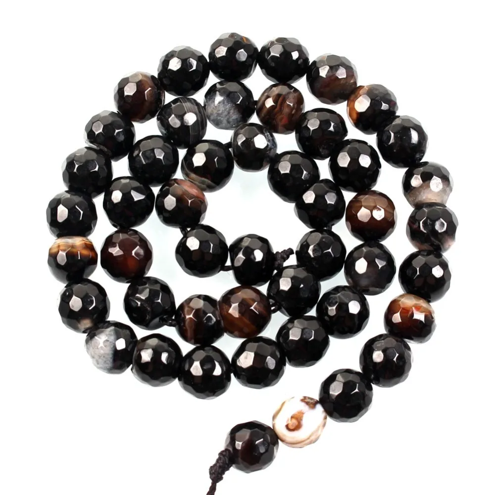Бусины из натурального агата с огранкой круглые бусины 16 дюймов в черную полоску