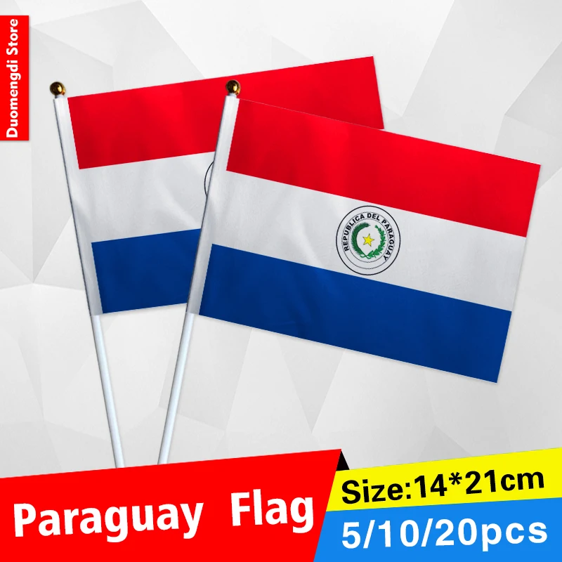 Парагвайский флаг машущий руками с шестом для рекламы украшения небольшие Флаги